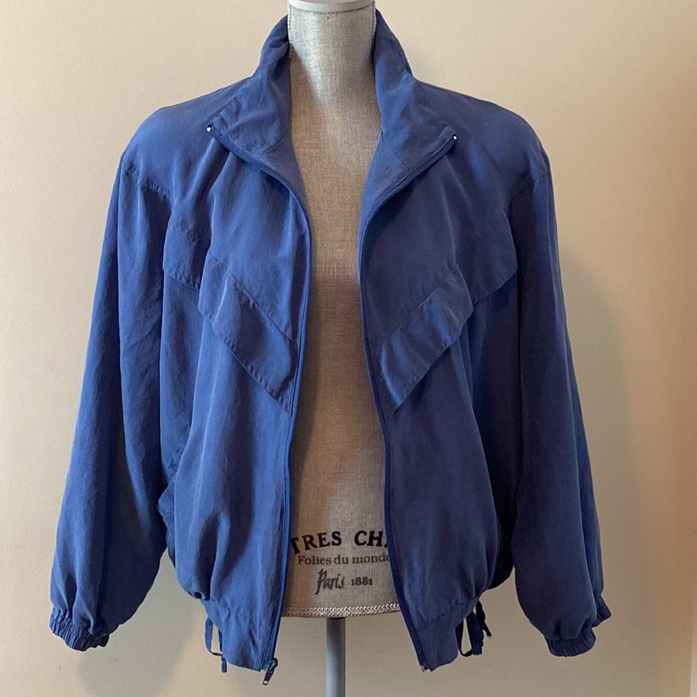 Vintage 80’s Oversized Bomber Jacket with Shoulder Pads 100% Silk Size S